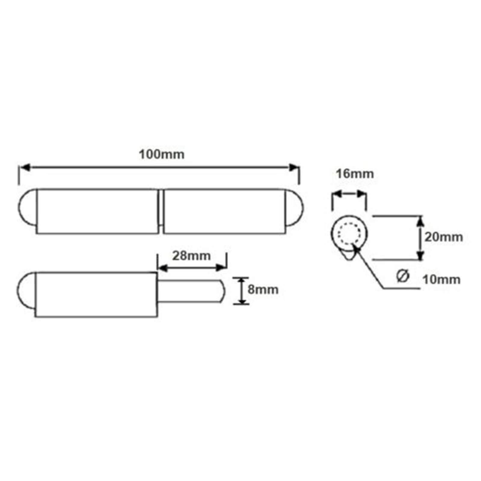 100mmx16mm LiftOff Bullet Hinge weldonhinges.co.uk