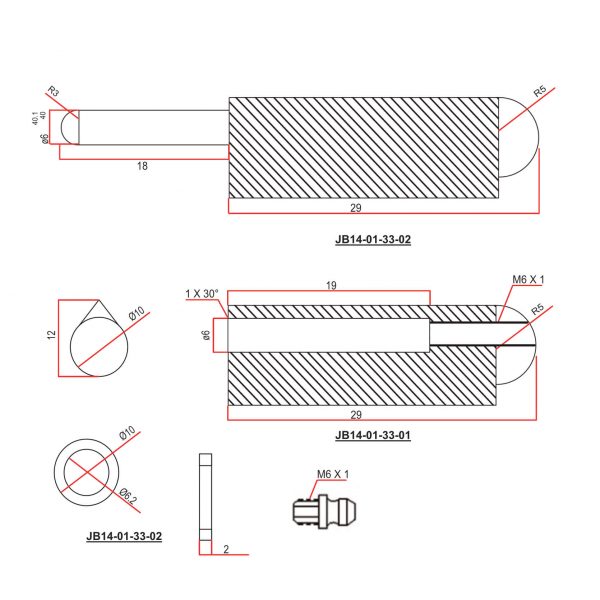 60mm Grease Function Bullet Hinge cad drawing